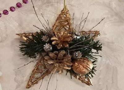 废树枝用途打造圣诞节金色五角星饰品