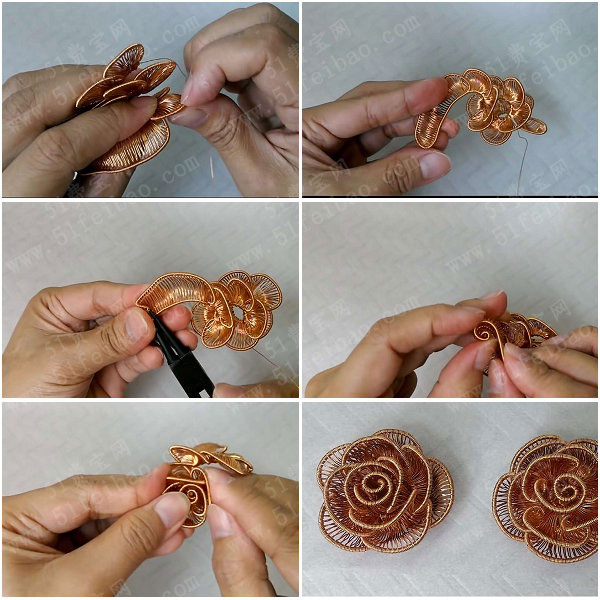 金属手工艺品diy唯美金属丝绕线玫瑰花