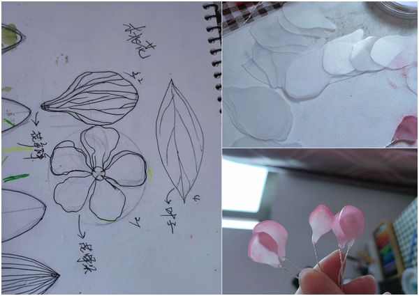 春天里的桃花头饰,如何做美丽的热缩片桃花教程
