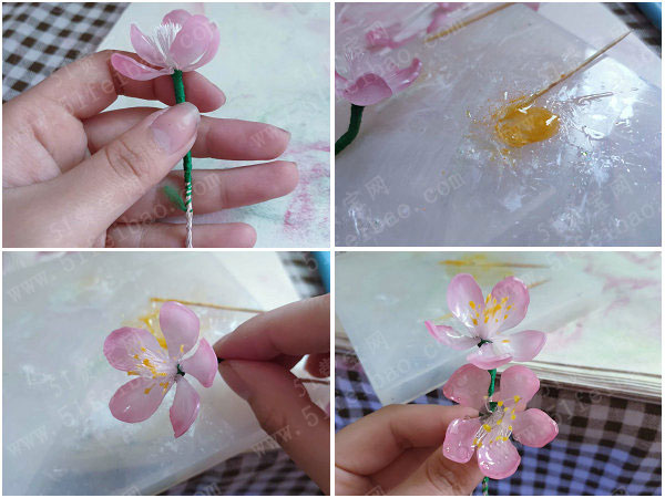 春天里的桃花头饰如何做美丽的热缩片桃花教程