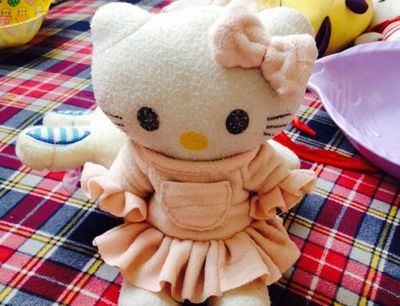 旧的毛绒娃娃大变身成光鲜hello kitty布偶