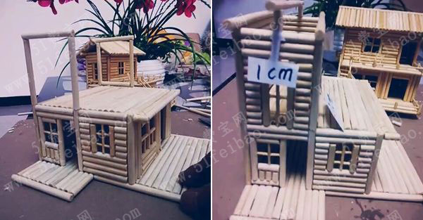 环保又好玩的手工利用一次性筷子做的小屋