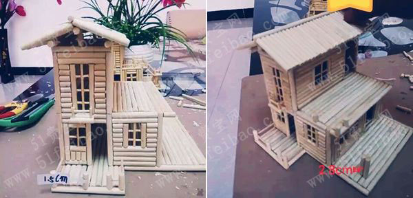环保又好玩的手工:利用一次性筷子做的小屋