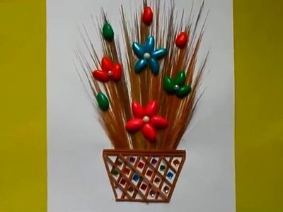 怎么使用高粱秆和开心果壳手工制作装饰壁画