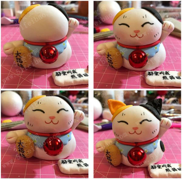 最可爱的diy粘土招财猫宝宝新年吉祥物