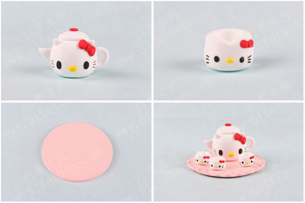 可爱的hellokitty娃娃粘土kitty茶具套装的制作教程