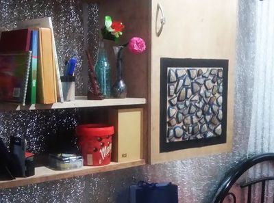 做椰壳DIY马赛克柜门拼贴画