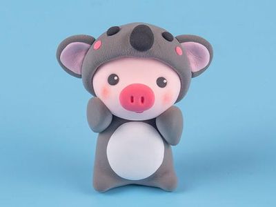 幼儿园玩粘土作品,diy可爱的考拉小猪猪