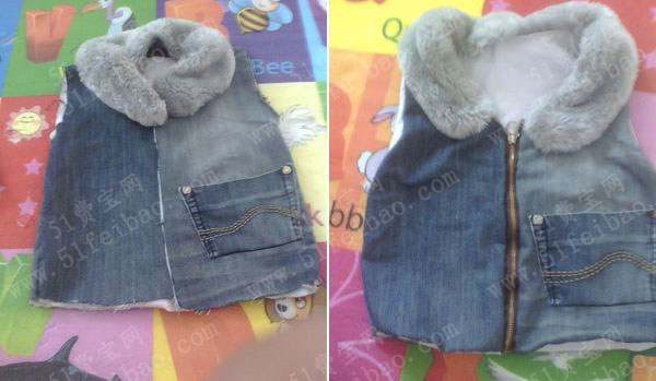 <em>牛仔</em>裤改造美美哒<em>宝宝</em>开衫<em>马甲</em> - 废旧物品手工