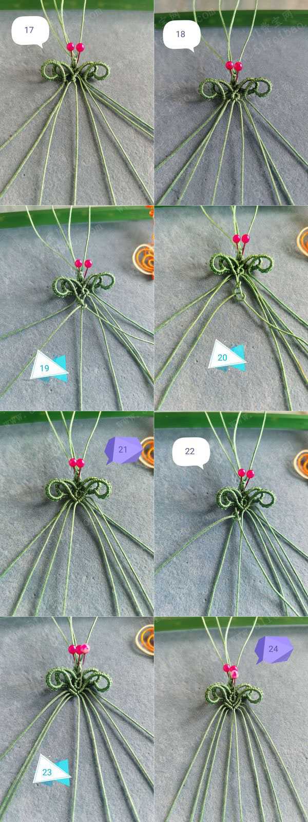 创意编绳挂件diy,金鱼书签的编织图解