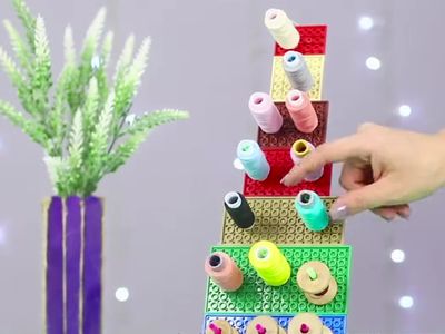 DIY乐高积木线轴收纳支架