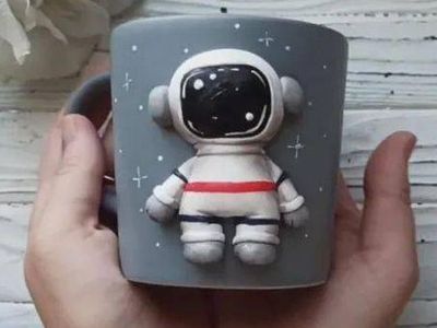 软陶装饰工艺杯教程，DIY太空宇航员雕塑马克杯