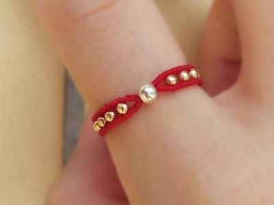 DIY母亲节礼物，绳编漂亮红绳戒指编织方法