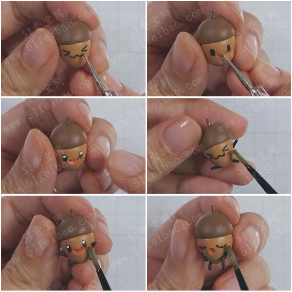 趣味卡通粘土作品秋日坚果仙子玩偶做法