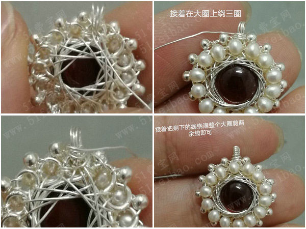 金属丝绕线diy手工,制作精美的石榴石花环耳坠