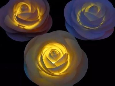 创意纸艺DIY,情人节纸玫瑰花灯制作