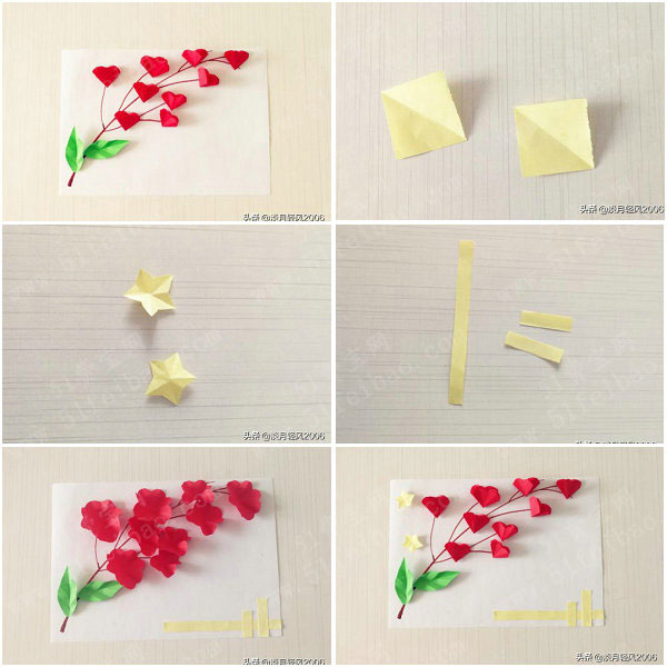 儿童手工制作爱心花朵束贺卡的详细制作教程