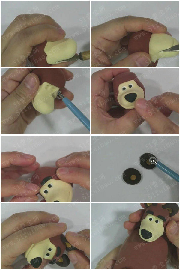 卡通动物玩偶制作教程diy萌萌哒粘土毛毡熊二