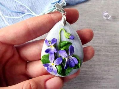 好看的花朵饰品教程,DIY软陶紫罗兰花吊坠