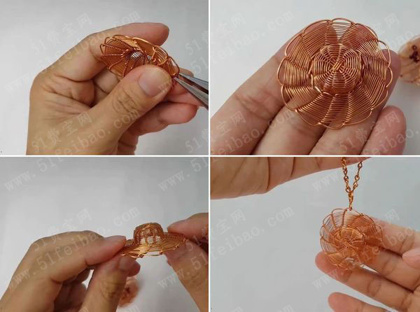 diy铜编饰品教程金属丝绕线编织夏日宽檐帽挂件