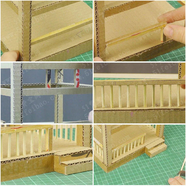 瓦楞纸教程微型纸板屋中式凉亭制作图解