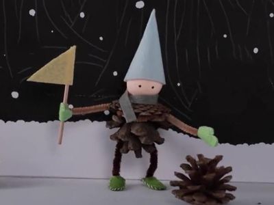 diy松塔精灵圣诞节旗手人偶 废旧物品手工制作 51费宝网