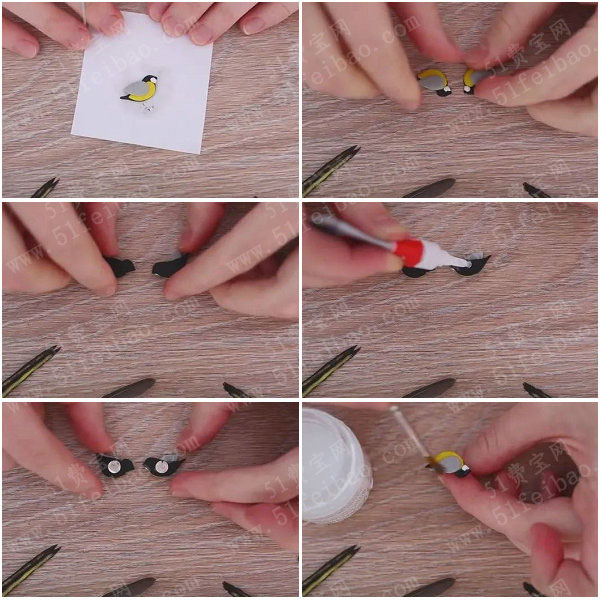鸟类主题饰品教程，DIY软陶泥山雀胸针