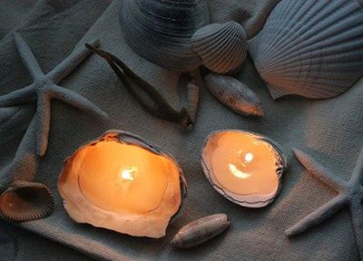 废贝壳唯美系工艺品自制蜡烛制作方法