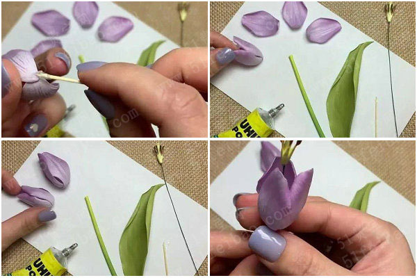 制作手工唯美花饰泡沫纸仿真紫色郁金香的diy方法