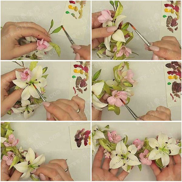 花朵饰品制作教程,diy软陶百合花项链