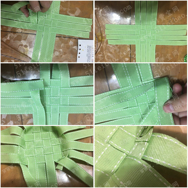 编织篮子diy,织带编织清新小绿筐