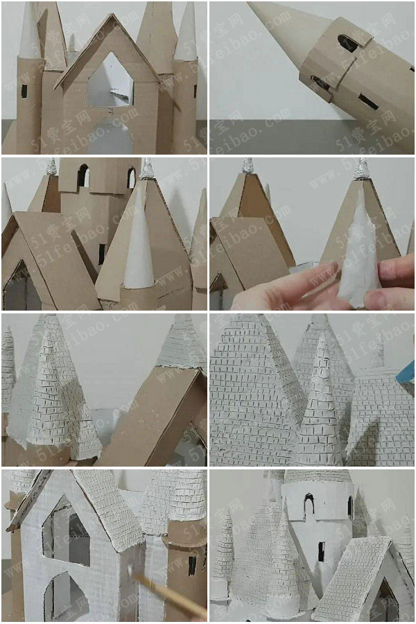 硬纸板手工,微型冰雪女王城堡led小夜灯 废旧物品手工制作 51费宝