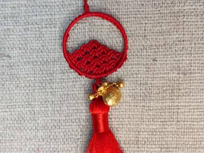 中国结车挂装饰,新年祥云挂件编绳图解