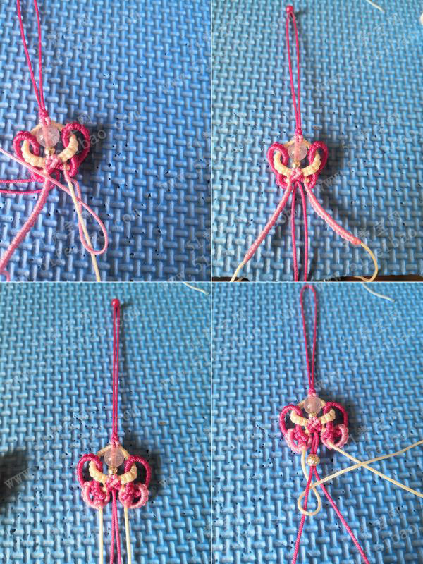 中國結編繩，簡單的編織雀頭結扣頭教程