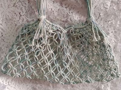 用绳子编织生活用品，棉绳编织手工渔网包包方法