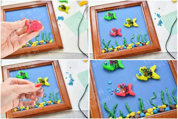 儿童粘土画制作教程，画框里面神奇海底世界