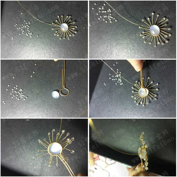 手工绕线首饰diy蓝月光小太阳吊坠教程
