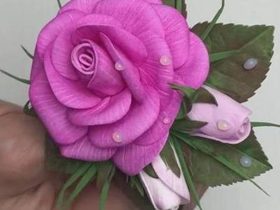 手工制作花朵玫瑰，DIY带露珠的玫瑰花饰教程