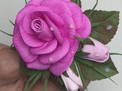 手工制作花朵玫瑰diy带露珠的玫瑰花饰教程