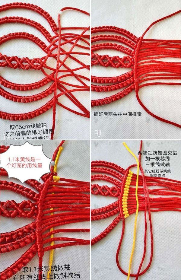 用绳子编灯笼教程,编织传统红灯笼挂件的方法