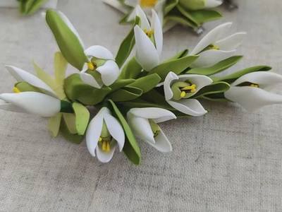 创意花朵饰品教程diy泡沫纸雪花莲发夹