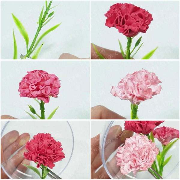 粘土花朵做法教程,diy母亲节礼物康乃馨花球 - 手工小制作 - 51费宝网
