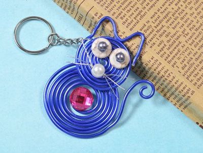 金属丝作品 DIY铝线撸猫钥匙扣