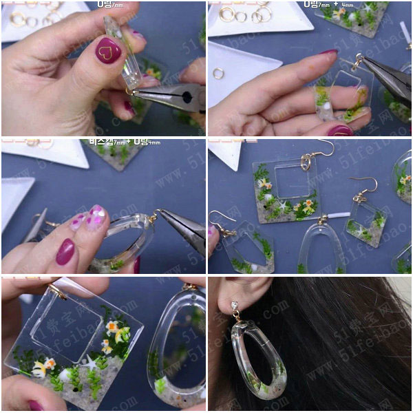 水晶滴胶饰品教程diy唯美迷你水族缸耳环