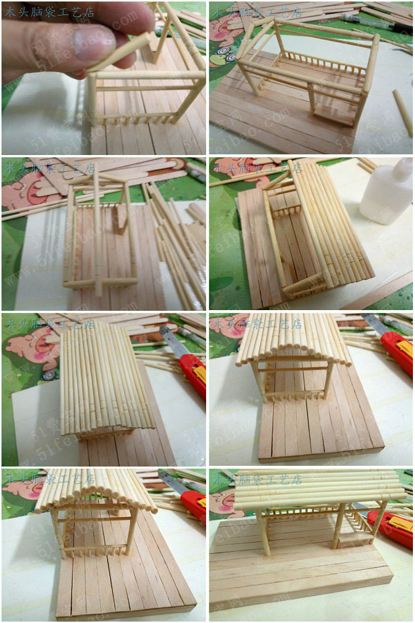 雪糕棍房子制作教程迷你小屋模型细节图教程