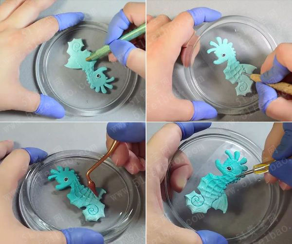 海马手工制作方法,diy软陶装饰海马宝宝方法图解