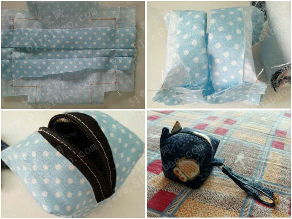 手工布艺diy,制作萌萌哒小猫零钱包
