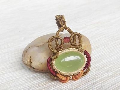 DIY绳编项链,编绳冠之舞包石吊坠编织方法