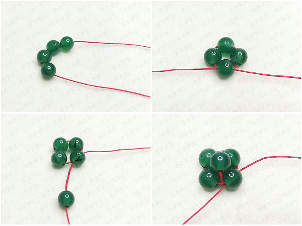 教你玉线手工编绳diy水晶葡萄手机挂件的方法