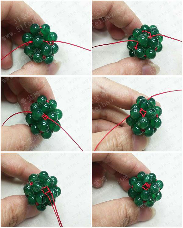 教你玉线手工编绳diy水晶葡萄手机挂件的方法